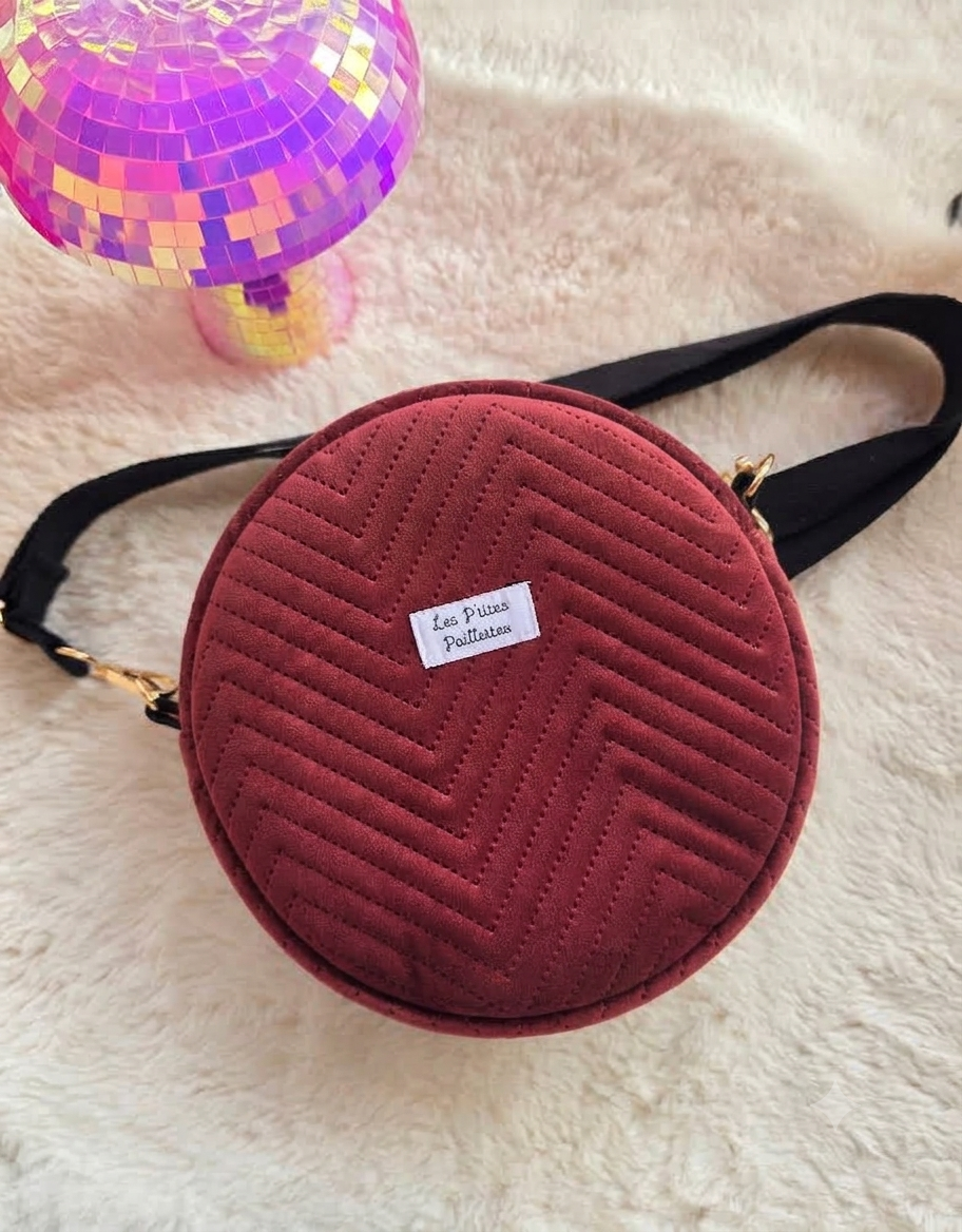 Sac rond velours chevrons