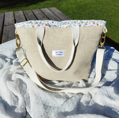 Mini Cabas pailleté beige