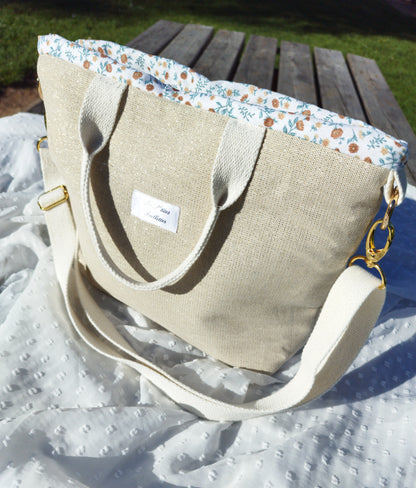 Mini Cabas pailleté beige