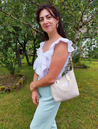 Mini Cabas pailleté beige