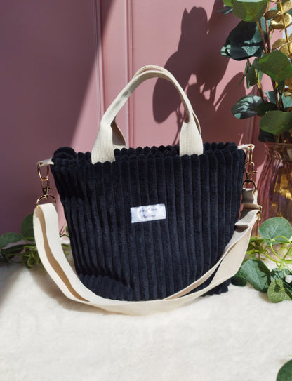 Mini cabas velours noir