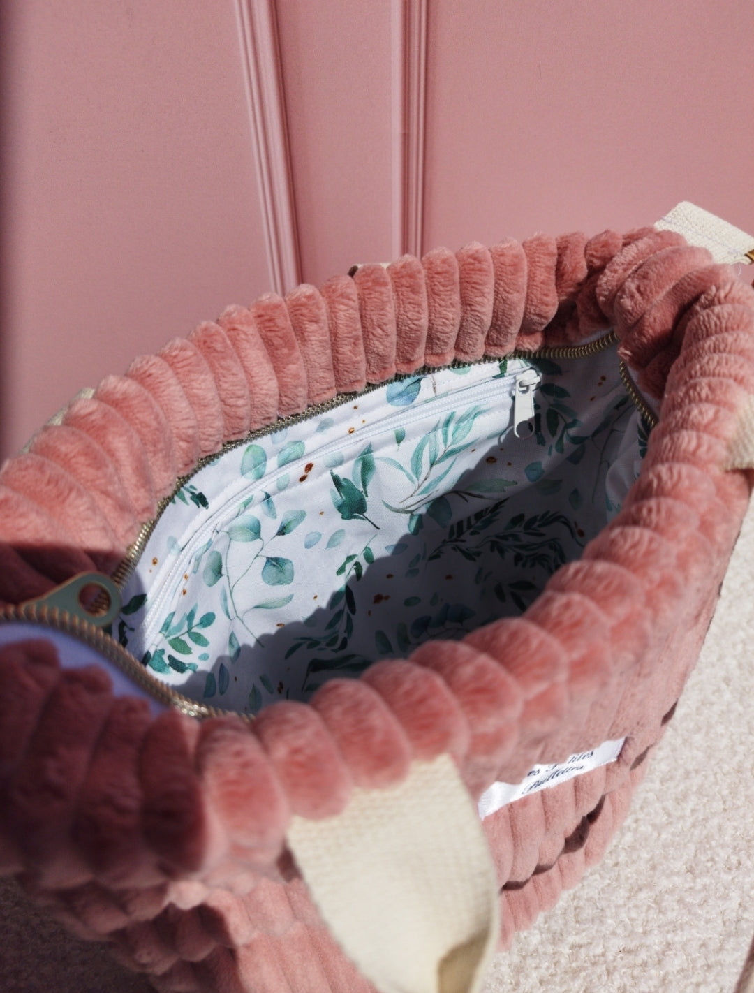 Sac à main Mini cabas velours Rose poudré
