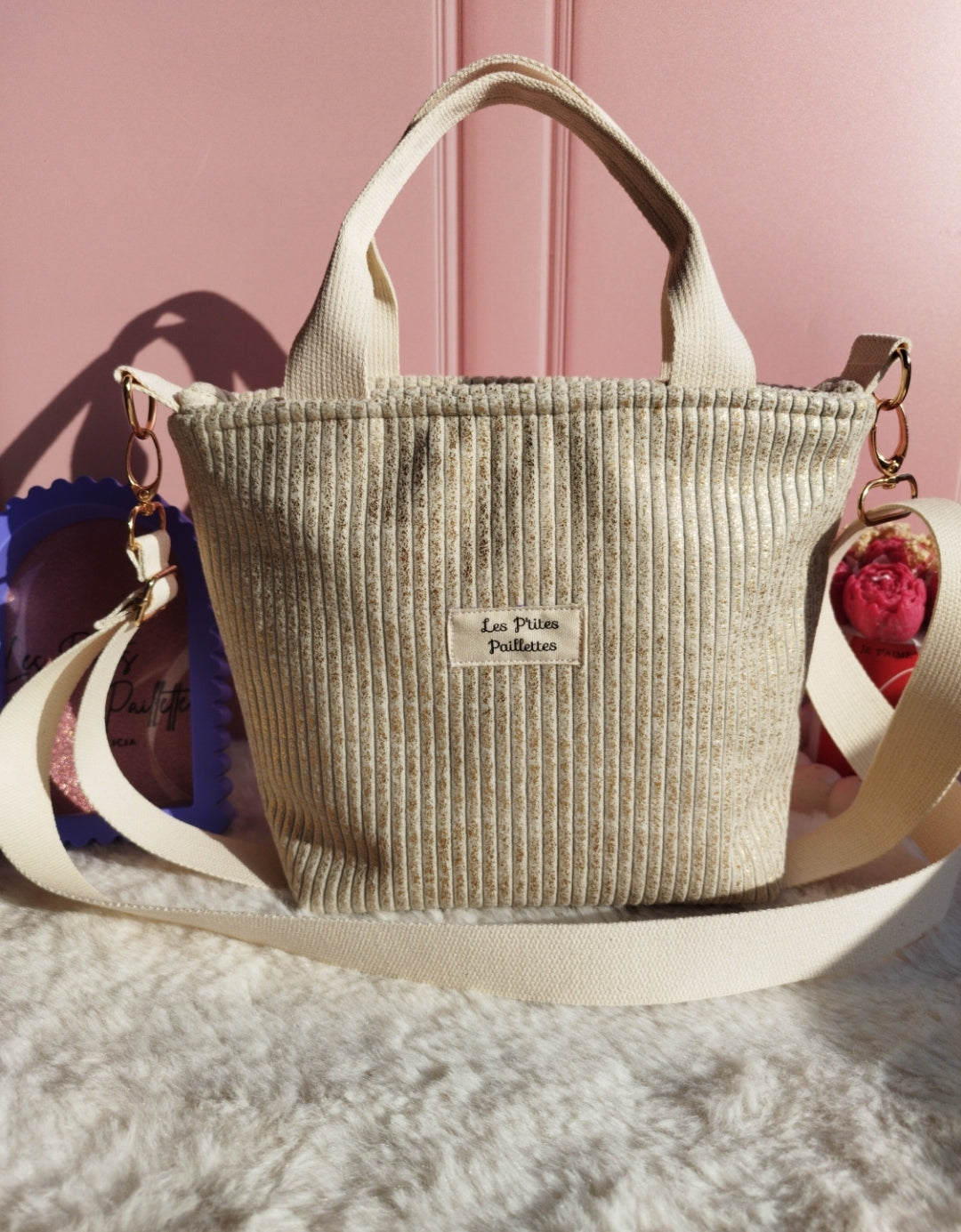 Mini cabas velours Gold