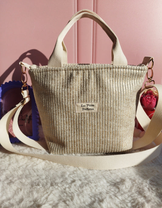 Mini cabas velours Gold