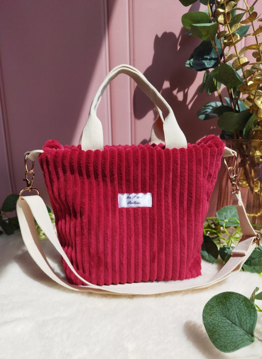 Sac à main Mini cabas velours rouge