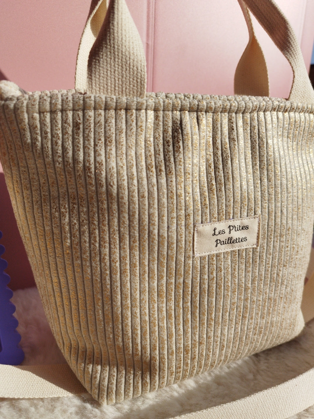 Mini cabas velours Gold