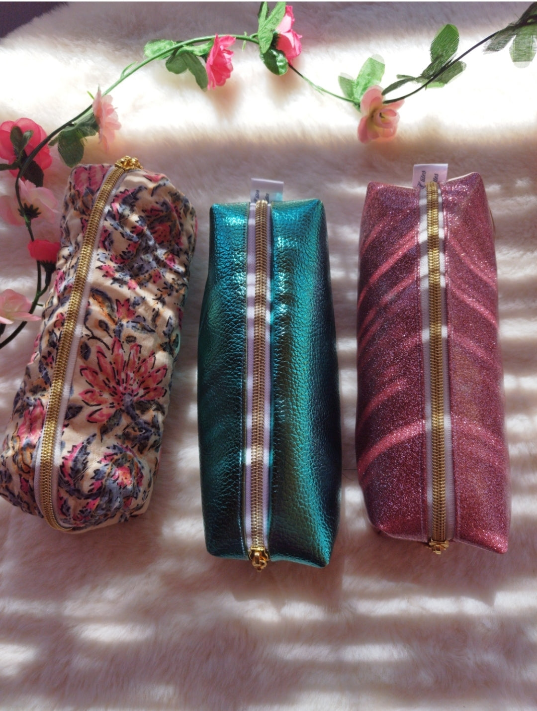 Trousse fleuri matelassé