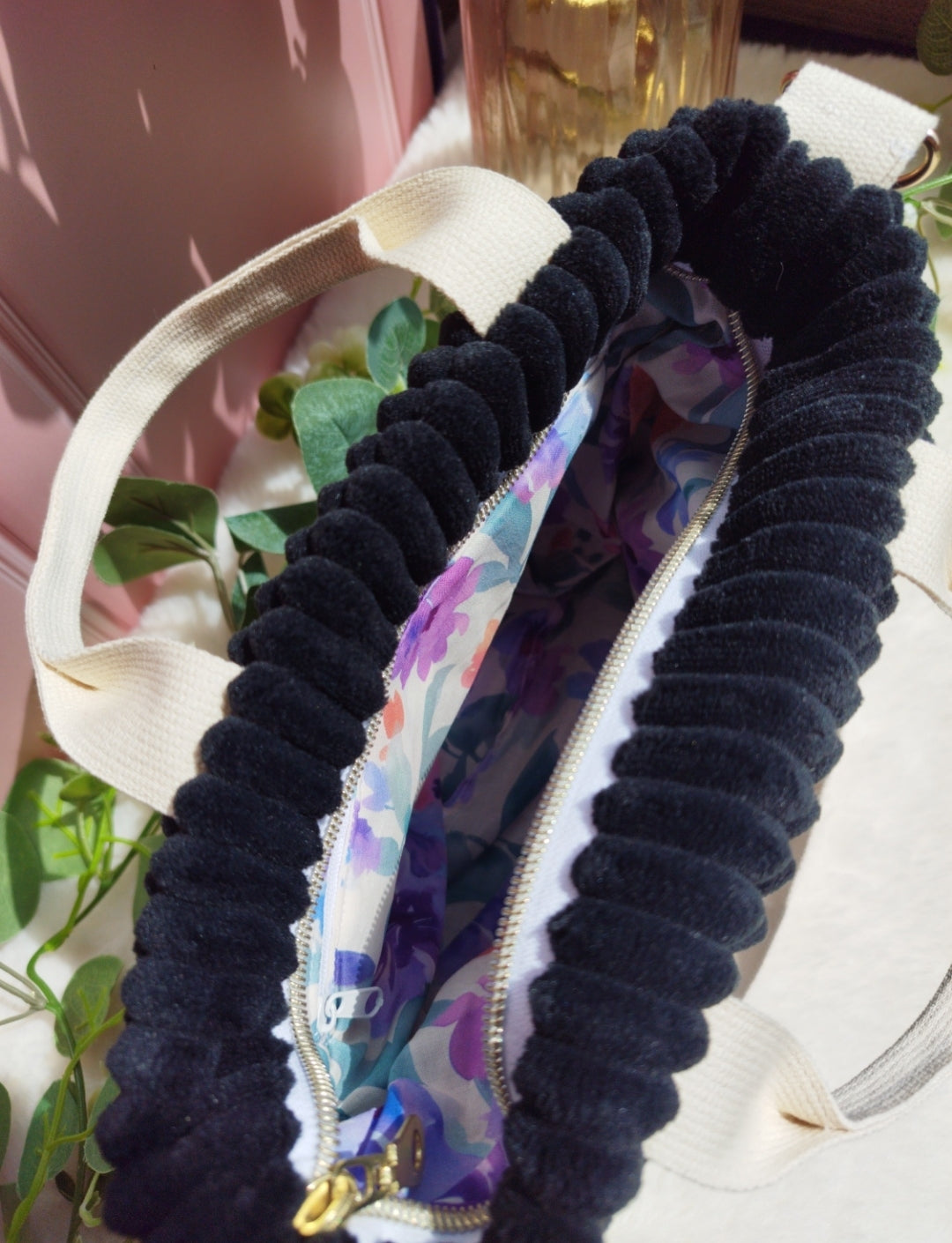 Sac à main Mini cabas velours noir