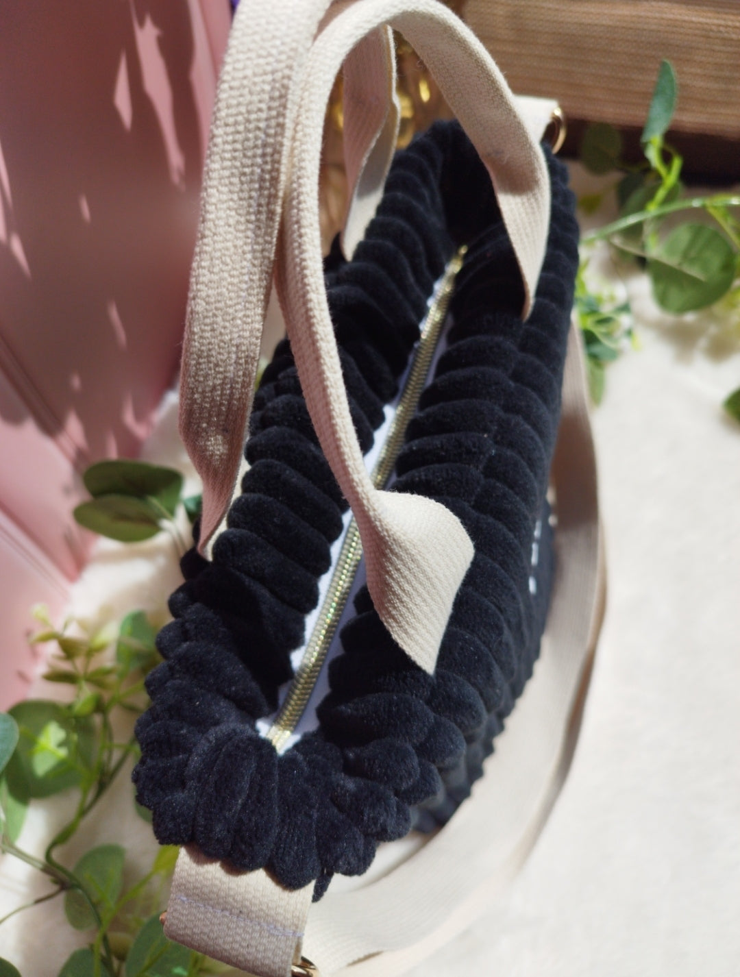 Sac à main Mini cabas velours noir