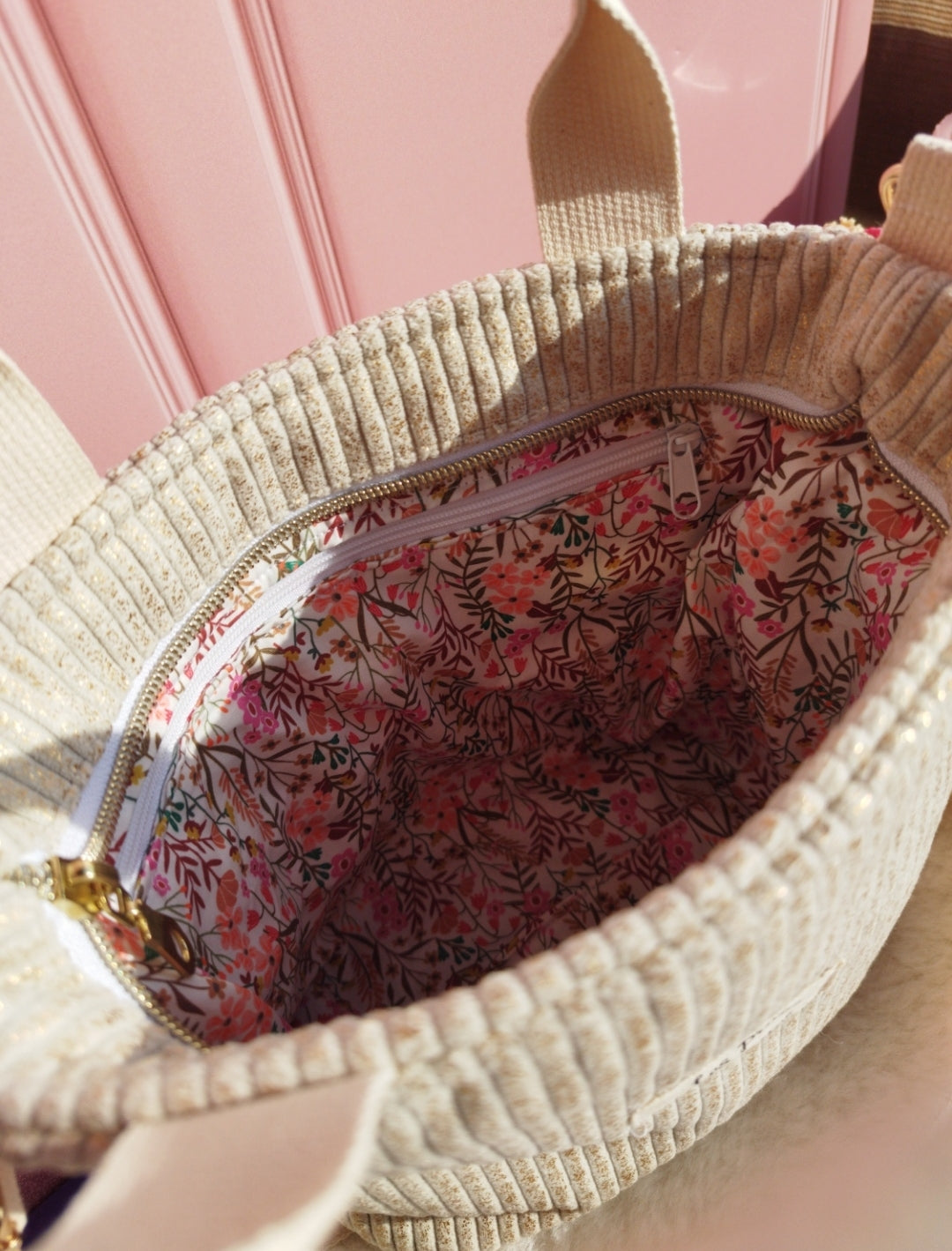 Mini cabas velours Gold