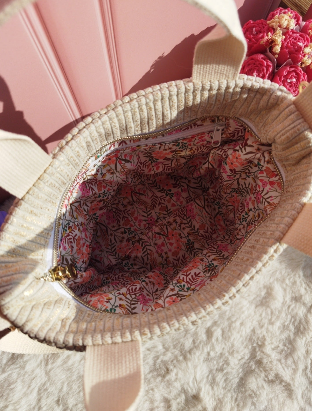 Mini cabas velours Gold